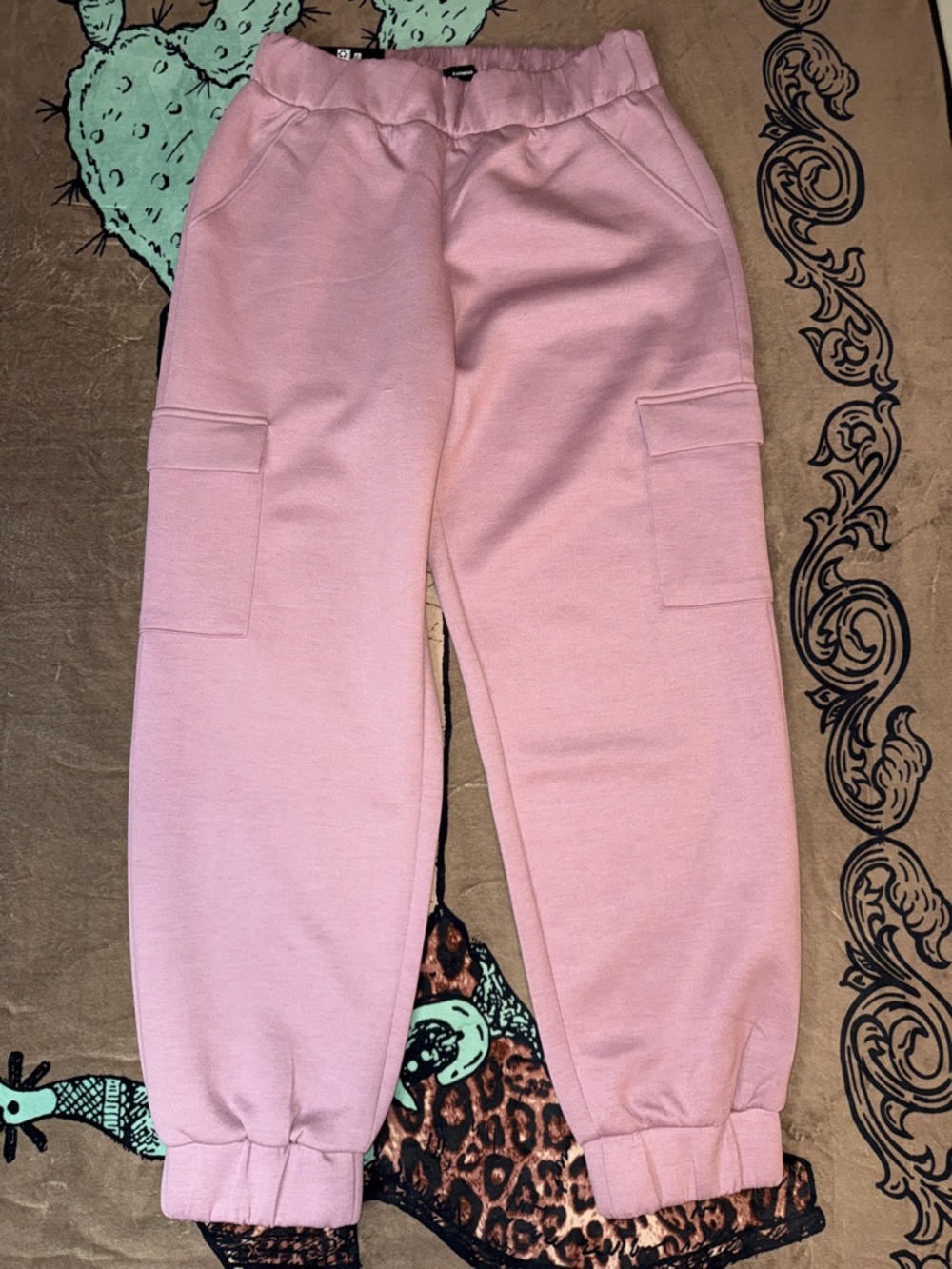 Express Women’s Pink Cargo Jogger Sweatpants NWT BUTTERY SOFT FABRIC